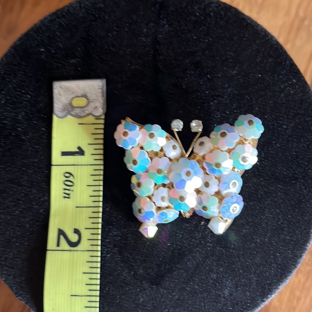 Vintage Brooch Pins, Mid Century Modern Rhinestone Butterfly